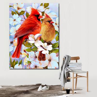 Gardenia Tree DIY Diamond Embroidery Red Bird Full Round Diamond Painting Cross Stitch Flower