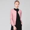 Autumn and winter new light down jackets women wear short round neck down jackets collarless women's clothing warm liner slim
