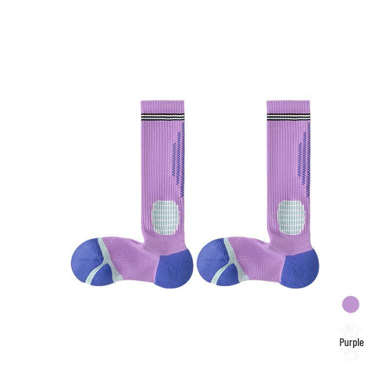 

Женские хлопковые компрессионные спортивные носки с сетчатым подъемом, длиной до середины икры, идеально подходят для фитнес-бега One Size фиолетовый
