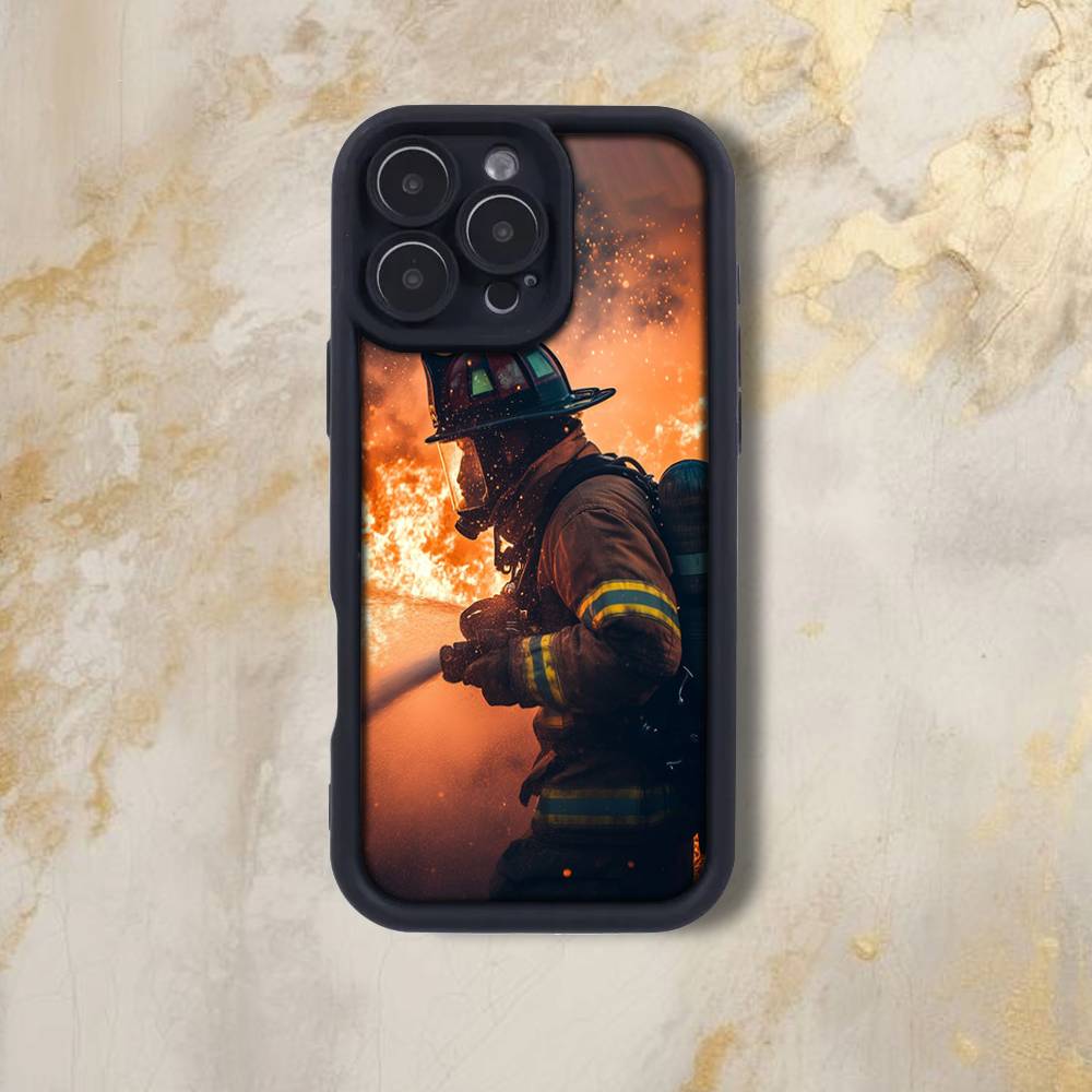 F-Fireman F-Firefighter Phone Case For iPhone 17,16,15,14,13,12,Pro,Max,Plus,E,SE4,Air, emery Black Full Coverage TPU