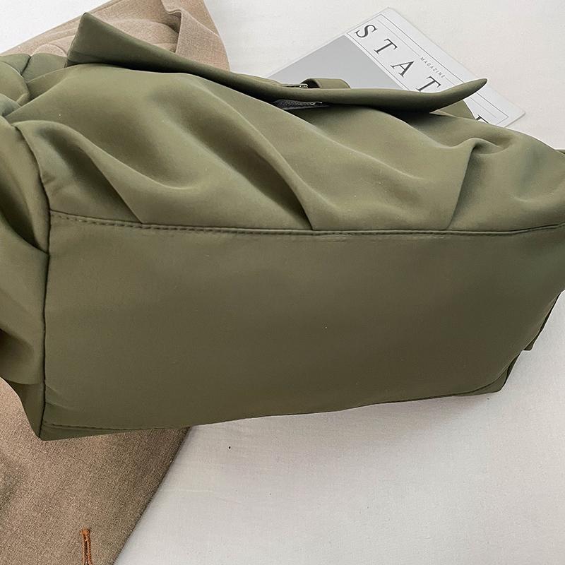 Fashion Large Capacity Nylon Women's Tote Bags Casual Waterproof Youth Shoulder Bag with Front Pocket Lightweight Work Handbag