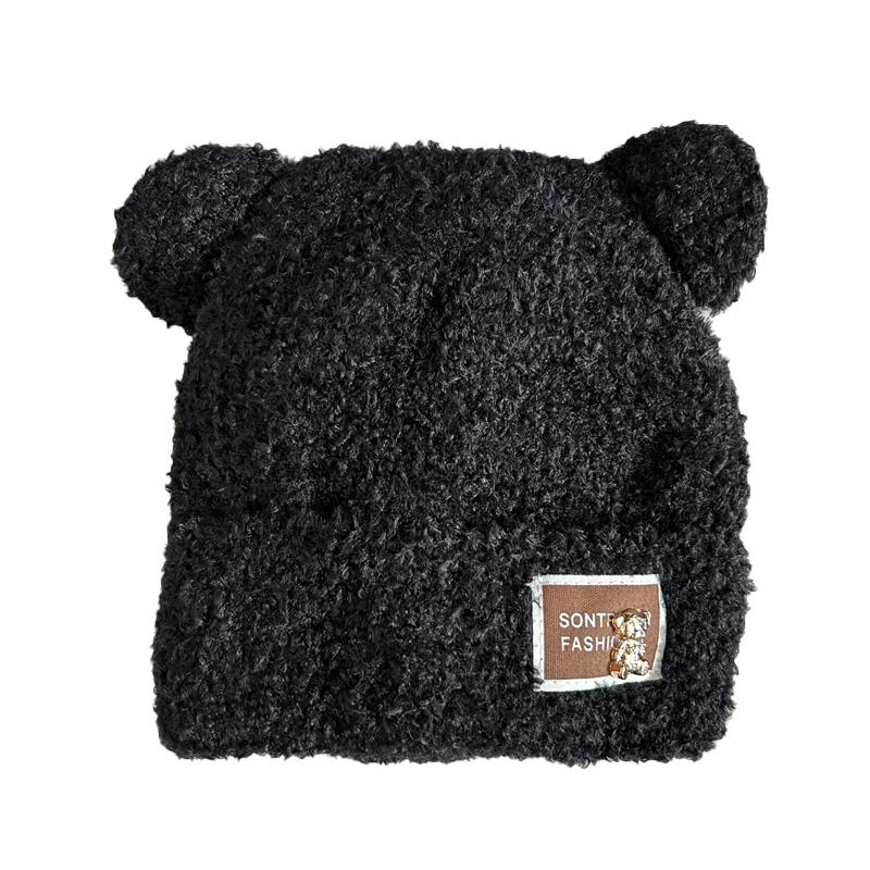 

1 шт. Модные милые повседневные шапки-ушанки с медвежьими ушками, противохолодные, утолщенные, вязаные, теплые, плюшевые