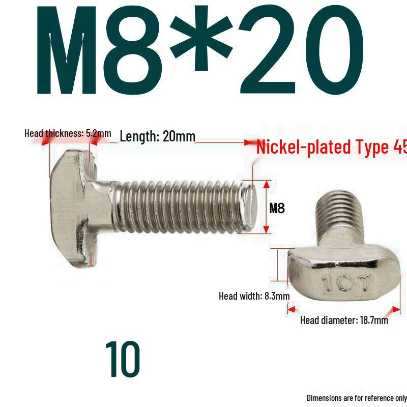 304 Stainless Steel T-Slot T-Head Bolt for Aluminum Profiles (20/30/40/45)