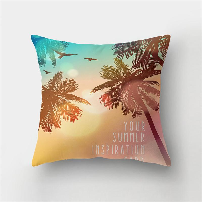 Summer Ocean Beach Scenery Imprimare Model Husă de pernă Acasă Living Room Decorare canapea Pernă pătrată Husă de pernă 40X40CM