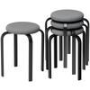 Stackable Stools Modern Cushioned Round Backless Stools Set of 4 Kitchen Dining Room Dark Grey