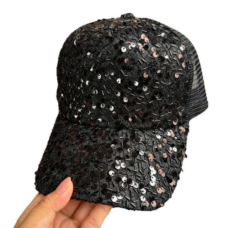 Sequin Net Hat Female Tide Summer Cap Fashion Show Face Small Cap Round Face Baseball Cap Spring Spot