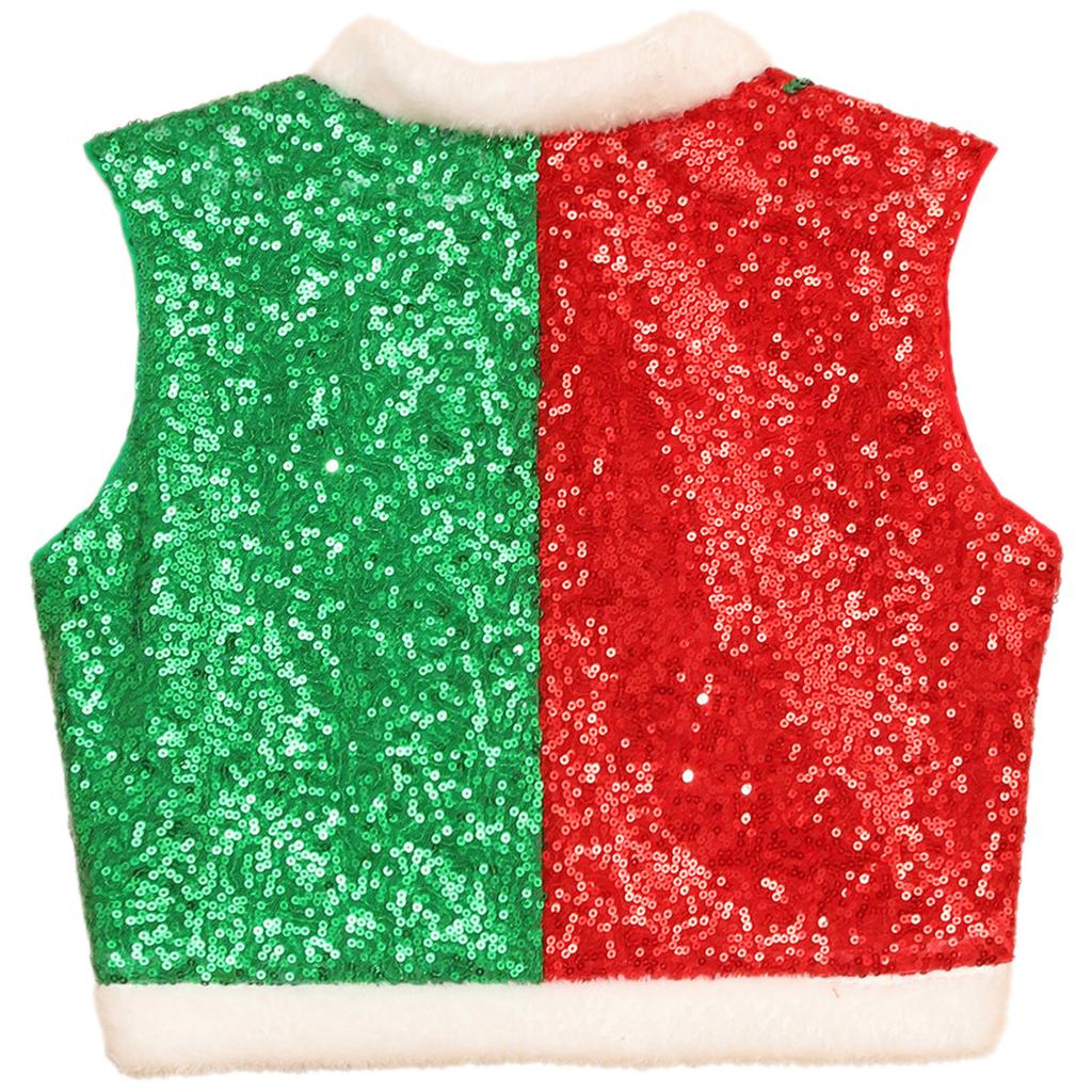 Boys Girls Circus Dance Waistcoat Kids Sleeveless Santa Elf Vest for Christmas Halloween Performance