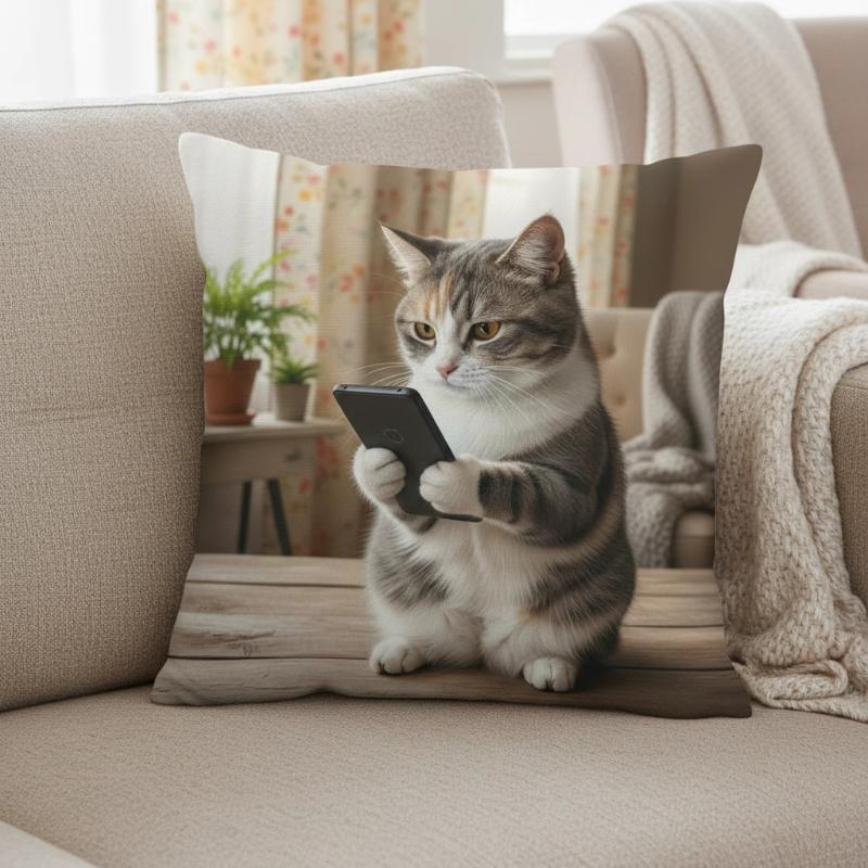 Niedlicher Kissenbezug mit Tierdruck: 2D-Flachdruck, keine echte Stickerei, Nachtsofa Nachtsofa-Kissen