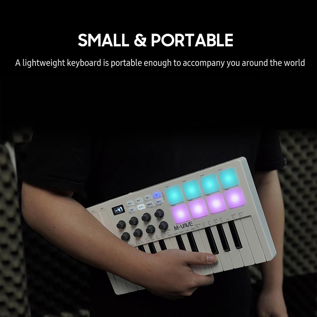 M VAVE 25 Key MIDI Control Keyboard Mini Portable USB Keyboard MIDI Controller with 25 Velocity Sensitive Keys 8 RGB