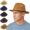 Wide Brim Jazz Hat Adjustable Panama Cap Fashion Felt Fedora Hats  Unisex