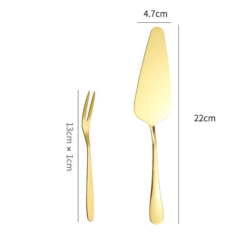 5-piece Stainless Steel Cake Spatula Fruit Two-pronged Fork Dessert Fork Pie Pizza Cheese Splitting Knife Kitchen Baking Tools