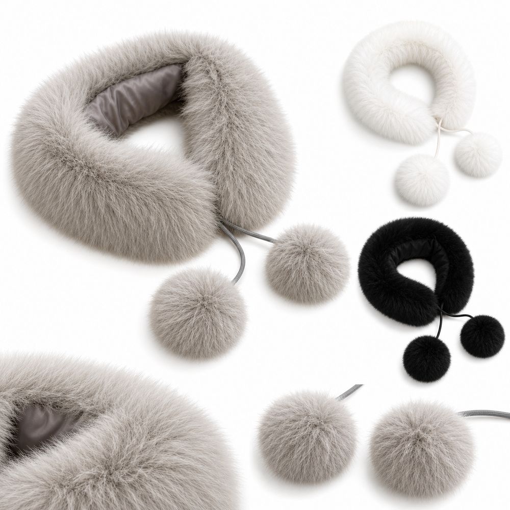 Pom Pom Tie Fur Collar Scarf Soft Plush Fluffy Neck Warmer New Plush Collar Scarf Women