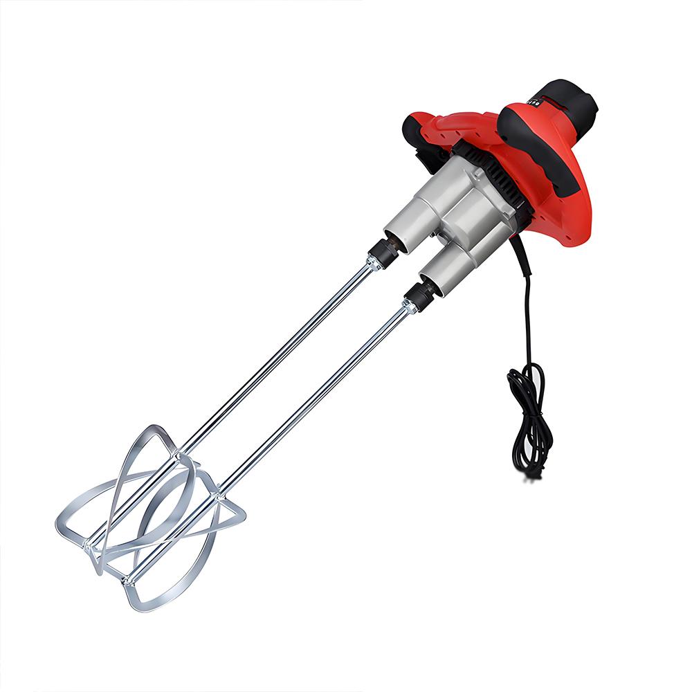 Concrete Electric Mixer Powerful Handheld Putty Powder Paint Coating Mixer Cement Double Head Plastering Machine Plastering Tool