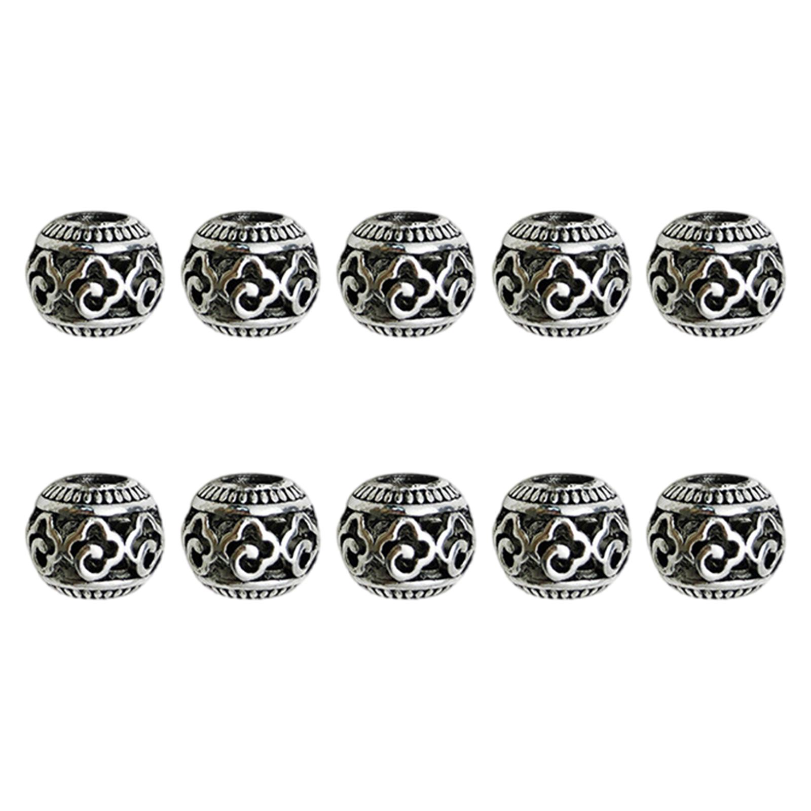 

10 шт. Тибетский стиль бусины-разделители с большим отверстием, античное серебро для изготовления ювелирных изделий своими руками и рукоделия 6