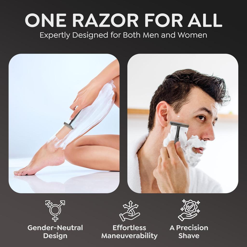 Parker 78R Fixed Razor for Both Men and Shaving Razor Replacement Blades To Disassemble and Razor for Men Closed-Comb (Refreshing