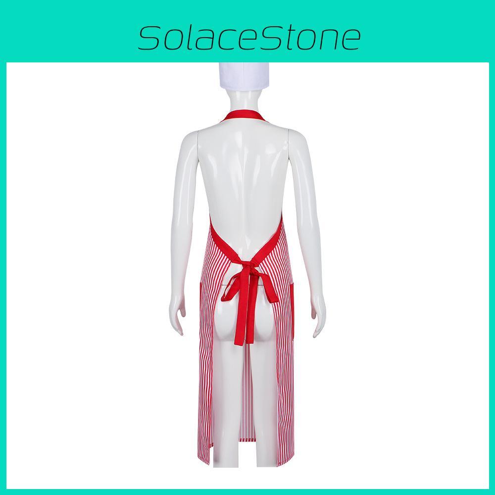 Cosplay Costume Halloween Set Chef Hat Striped Apron Role Play Events Themed