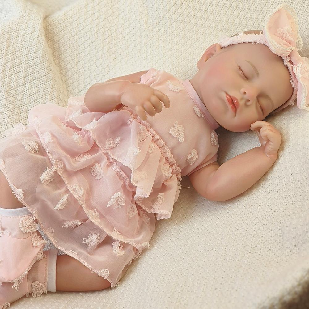 Bambole per Bambole Neonate da 48CM LOULOU Reborn Silicone Morbido Flessibile Tonalità Pelle 3D con Vene Visibili Capelli Dipinti a Mano Giocattolo Bambola