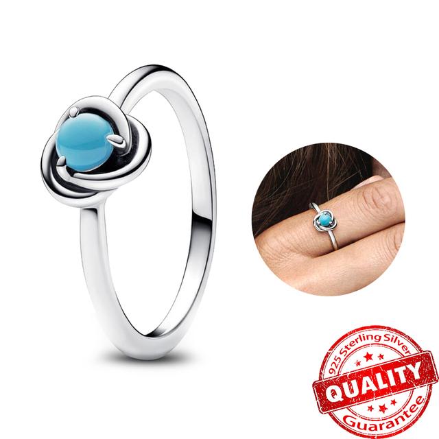 Neu S925 Sterling Silber Fingerring 12 Monat Birthstone Eternity Kreis Ringe Edlen Schmuck Geburtstagsgeschenk