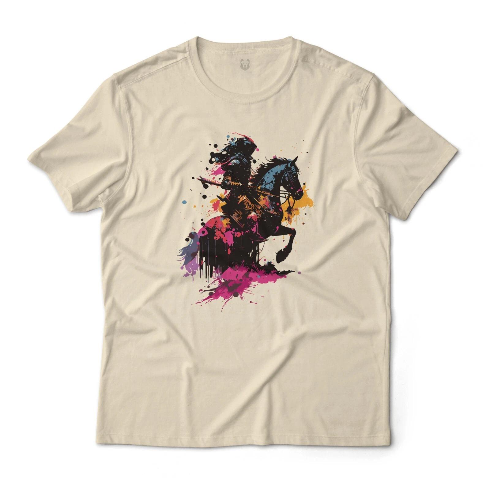 Knight Ink Splatter Art Style Fantasy Aesthetic Graphic T-T-Shirt L