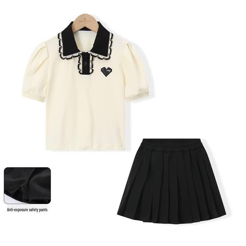 Montagut Girls' Summer Academy Polo & Skirt Set