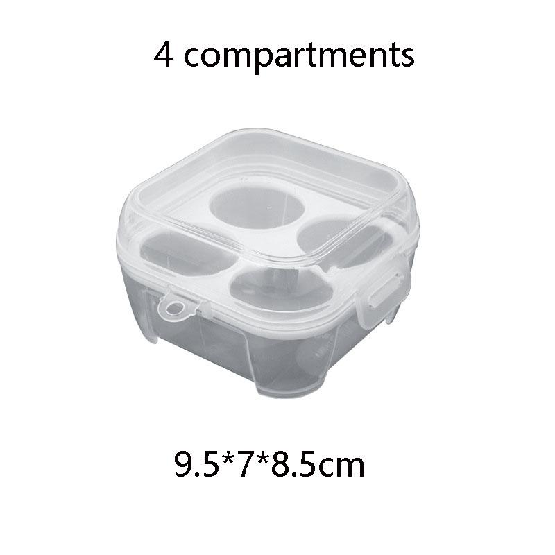 

Ударопрочный прозрачный контейнер для яиц с крышкой, портативный органайзер для кемпинга для кухонного хранения, пикника, герметичный отсек, регулируемые перегородки 4 compartments