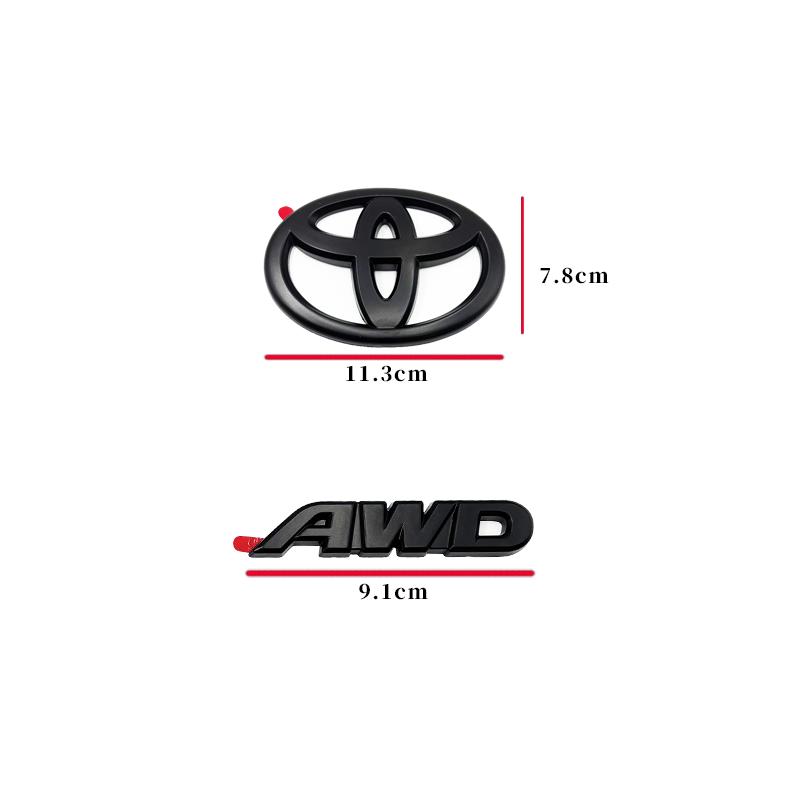 Juego de 4 Emblemas con Logotipo en ABS Negro Mate para TOYOTA RAV4 XLE XLE LIMITED 2019-2024, Adhesivo para Maletero, Accesorio