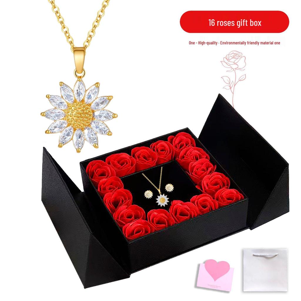Trendy Sunflower Zircon Necklace: Elegant Clavicle Chain in Light Luxury Minimalist Design