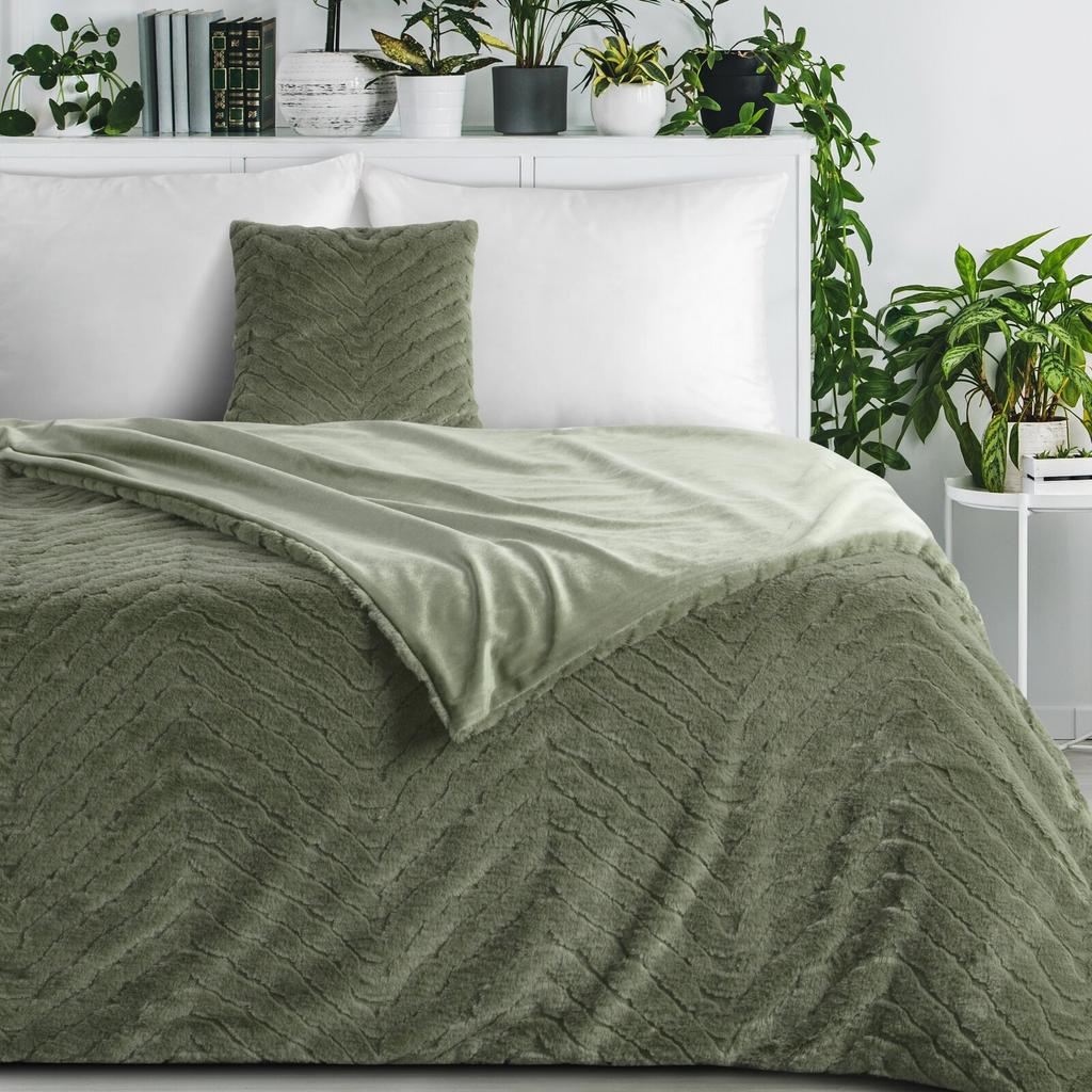 Eurofirany Ciepły Miękki Koc Kapa Narzuta Z Wzorem Kate 150X200Cm Oliwkowy