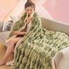 Faux Rabbit Wool Blended Plaid Blanket Sheep Camel Wool Jacquard Double-Layer Thick Blankets Single Bedspread for Four Seasons