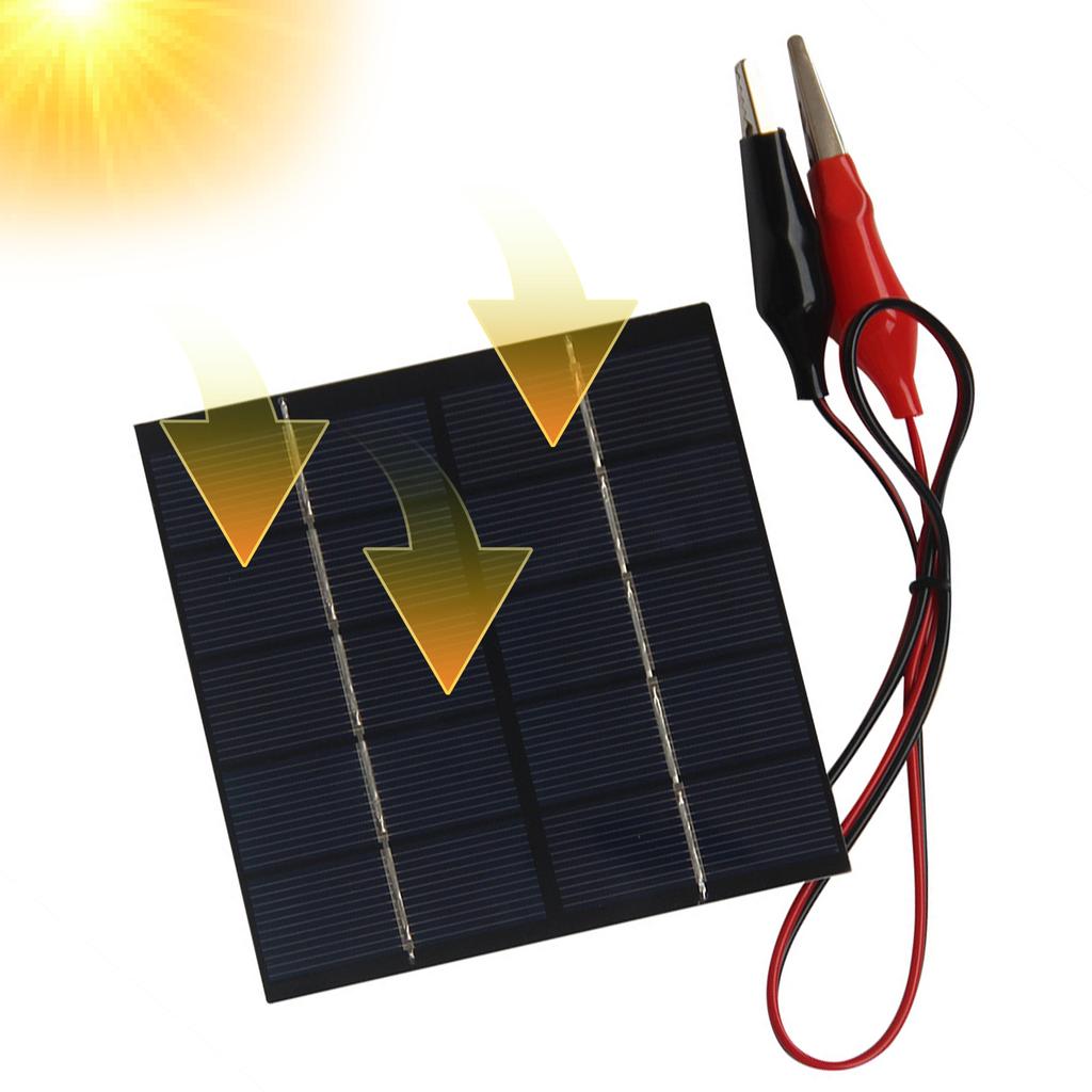 1.5W 5V Polycrystalline PET Mini Solar Panel High Conversion Rate Photovoltaic Solar Panel 100mm X 100mm with Clip 2 Cable 4
