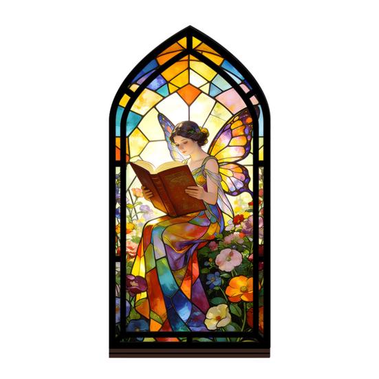 Gothic Book Nook Suncatcher Stained Glass Candle Holder Window Bookshelf Insert Diorama for Library Decor Bookish Gifts for Readers Book Lovers