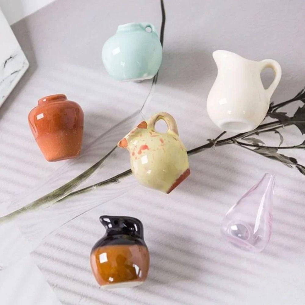 8Pcs Excluding Plants Vase Fridge Stickers Resin Mini Plant Vase Simulation Flower Vase  Gift