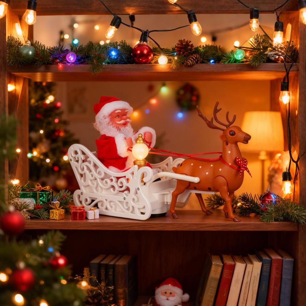 KESYOO Christmas Decorations, Santa Claus and Reindeer Figurine, Plush Toy, Moving Toy, Home Ornament, Gift, Present, Desktop, Craft