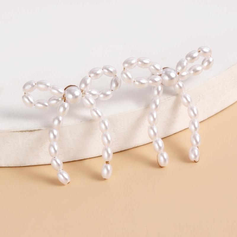 Temperament Dangle Earrings Pearl Bowknot Pendants Pendant Earrings Jewelry