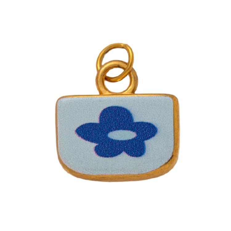 Modern Elliptical Jewelry Component Floral House Print Accessories Stainless Steel Charm for Handmade Enthusiasts