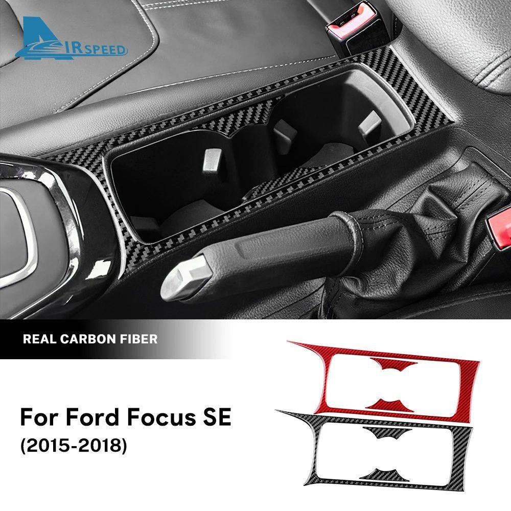 Echter Weicher Karbonfaser-Aufkleber für Ford Focus SE RS ST Ecoboost 2015 2016 2017 2018 Linkslenker Auto Schaltgetriebe Getränkehalter Panel Innenverkleidung