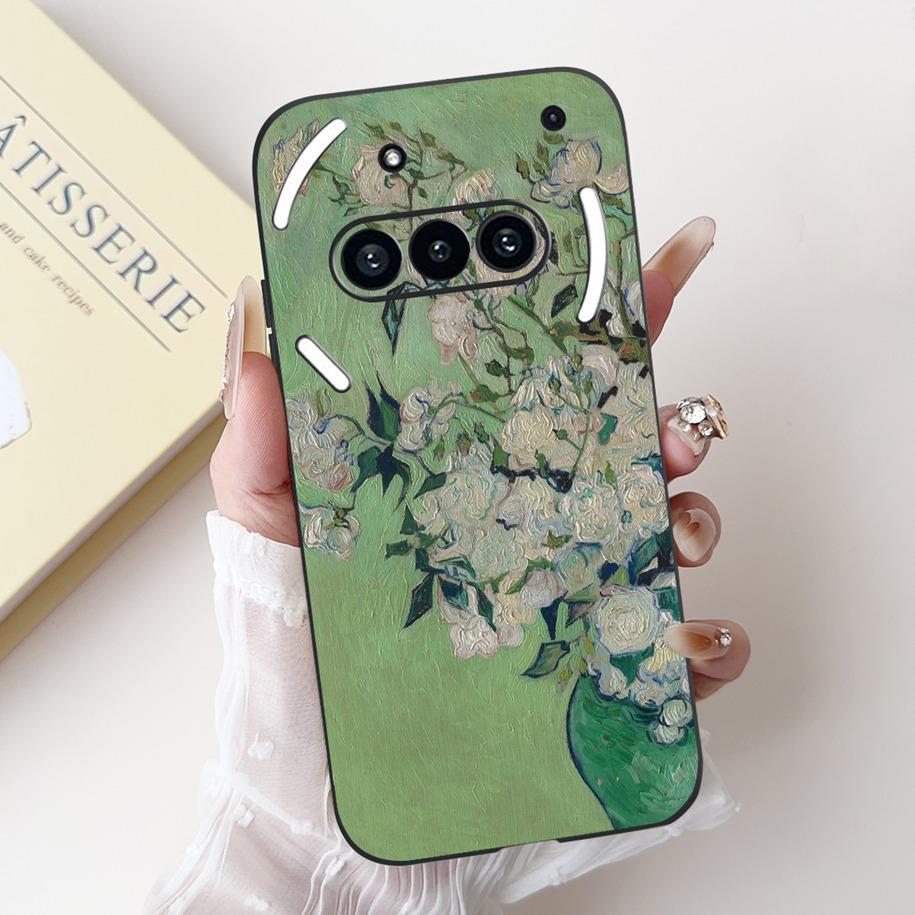 For Nothing Phone 3A Case A059 Cover Fashion Flower Soft Silicone Black Shockproof Cover On Nothing Phone3A 3 A 3APro A059P Capa