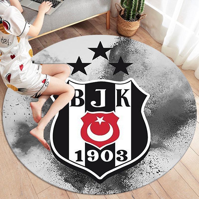 Besiktas Gymnastics Club Round Area Rug,Carpet Rug for Living Room Bedroom Sofa Playroom Decor,Non-slip Floor Mat
