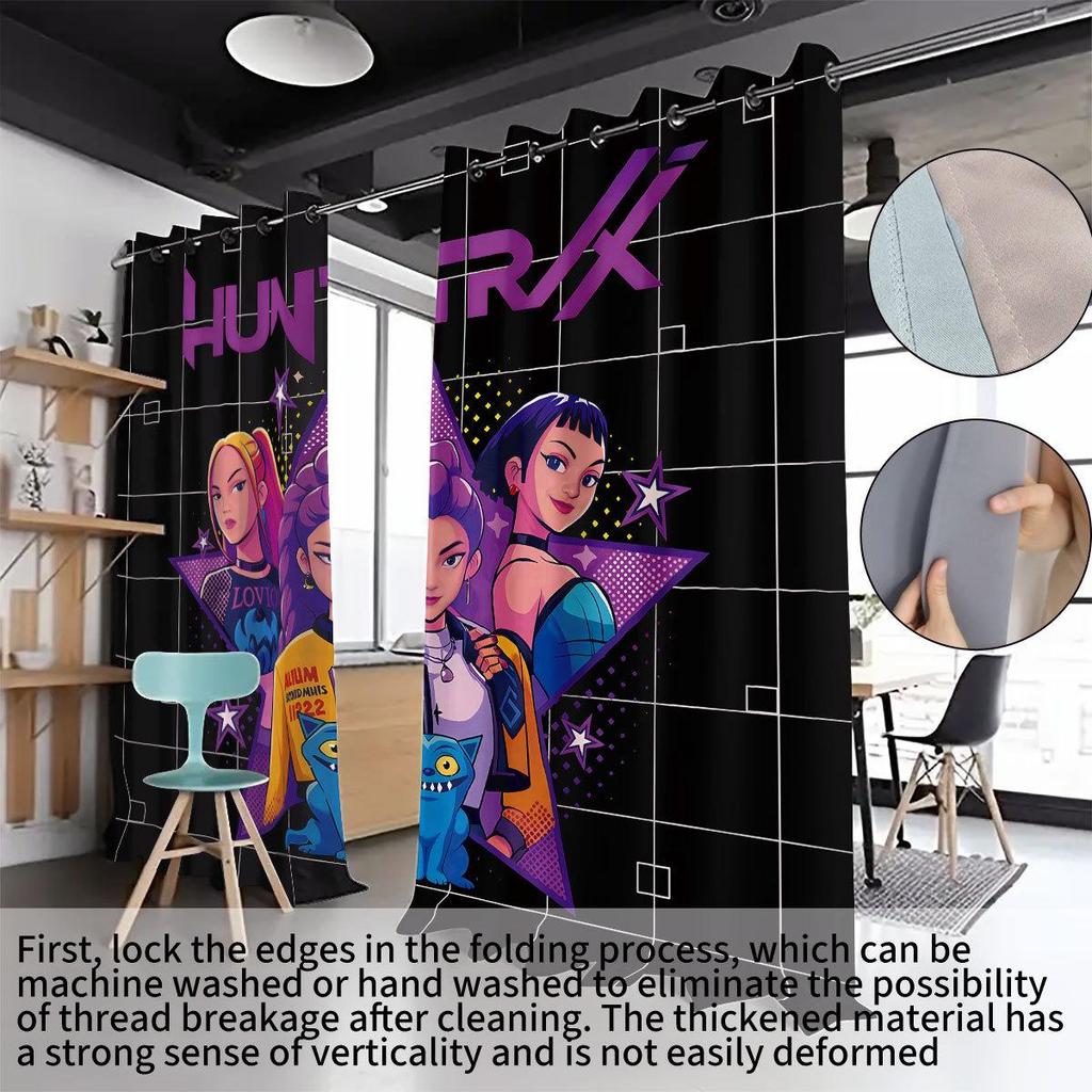 Dämonenjäger 3D Digitaldruck Verdunkelungsvorhänge - Benutzerdefiniertes Foto, Dick, Hochpräziser Sonnenschutz, Sonnenschutz, Grenzüberschreitend