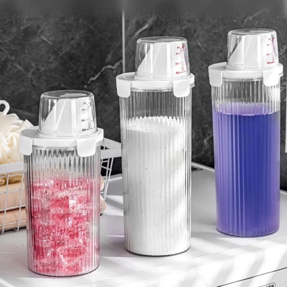 With Measuring Cup Laundry Detergent Dispenser Bottle Sealed Detergent Powder Tank