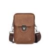 Men's Mobile Phone Bag PU Leather One-shoulder Small Bag Outdoor Leisure Mini Waist Bag Crazy Horse Leather Cigarette Bag