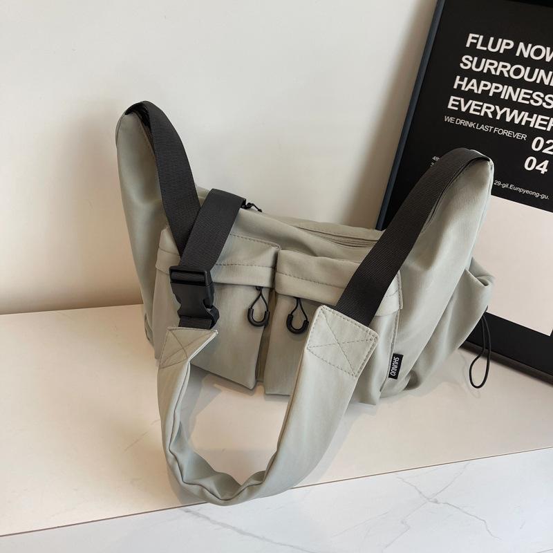 Tooling Wind Messenger Bag Female Tide Brand Japanese Ins Solid Color Simple Large Capacity Student Leisure Shoulder Mailman Bag Female