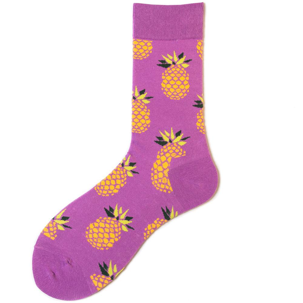 Happy Cherry Lemon Pineapple Strawberry Unisex Fruit Cotton Socks Skateboard Men Fashion Business Hipster Dropship
