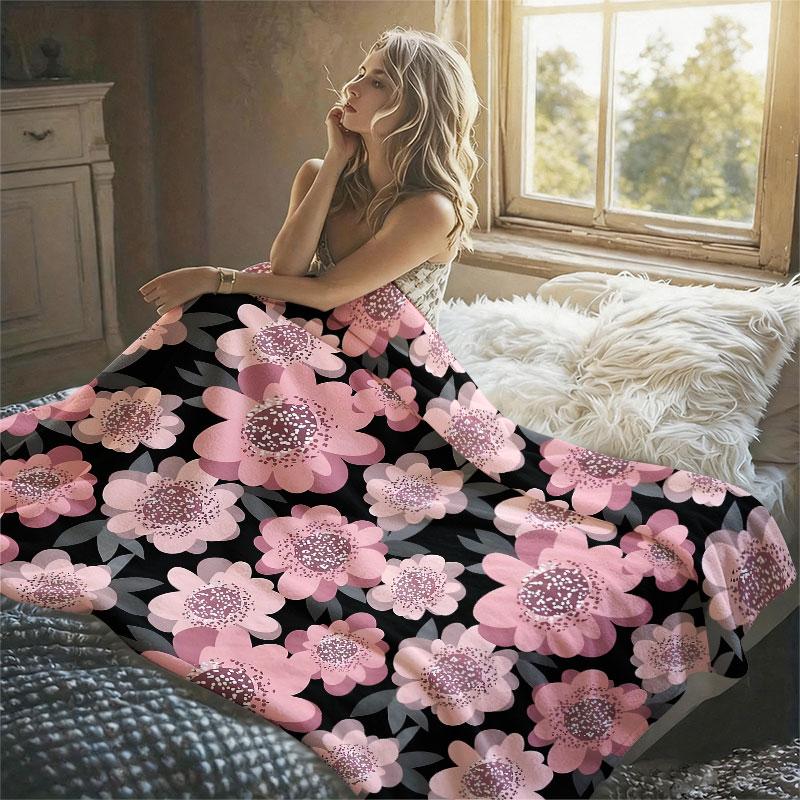 Daisy Skeleton Hand Flannel Blanket Warm Soft Halloween Christmas Decorative Couch Warm Cozy All-Season Gift