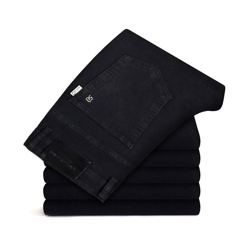 

Мужские эластичные прямые джинсы: Большие размеры, широкие штанины для среднего возраста, деловой повседневный стиль 29 чёрный