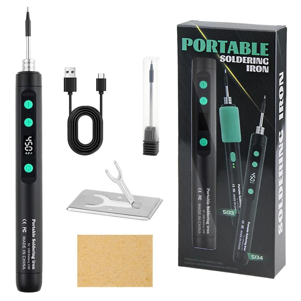 

New 5V/15W Digital Display Soldering Iron Welding Repair Tool Cordless USB Soldering Iron Adjustable Temperature Speed Heating