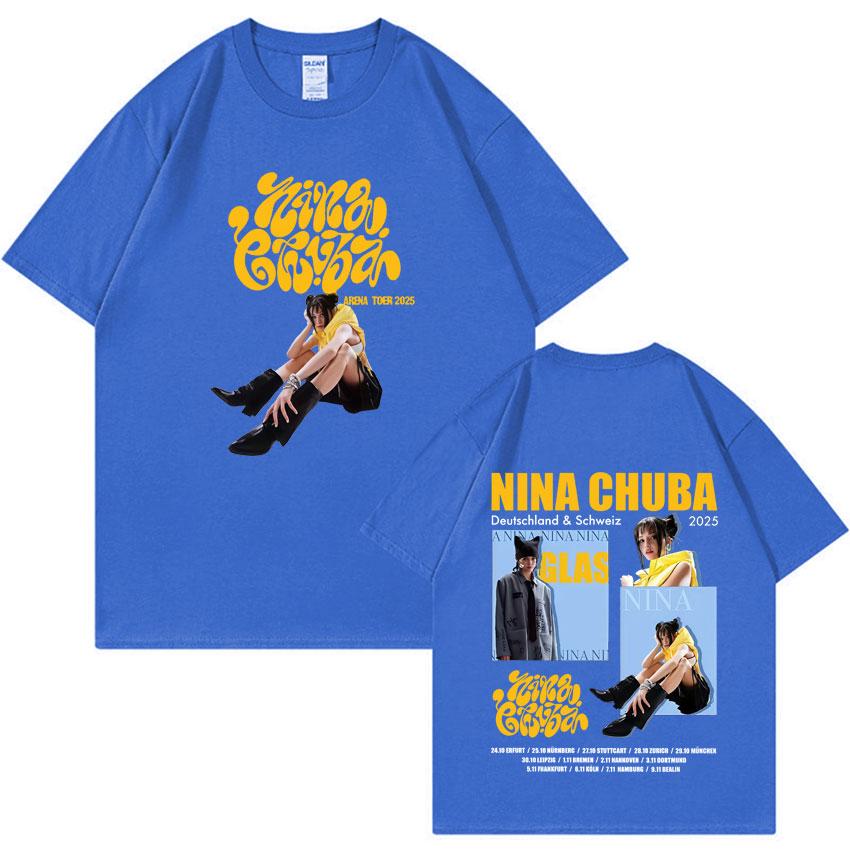 Nina Chuba Trendy Graphic T Shirts 2025 New Men Women Oversized Aesthetic Cotton Y2K Short Sleeve Summer Print Loose Tees Unisex