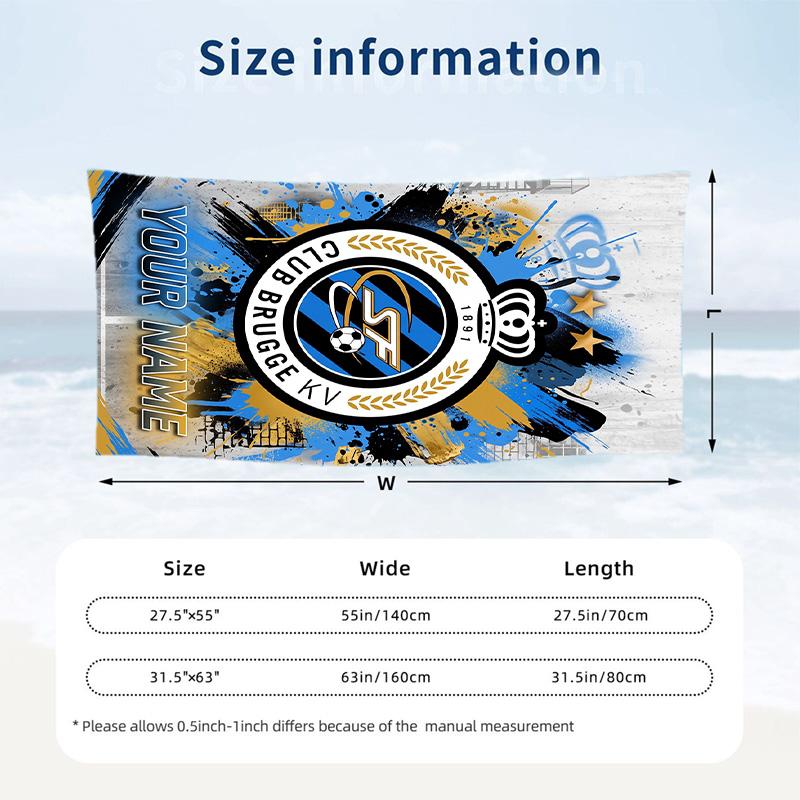 Beach Towel Club Brugge FC Print Custom Name Text Soft Towel for Swimming Pool