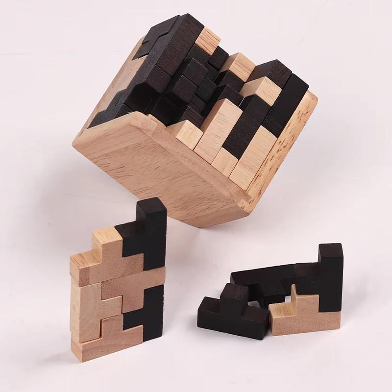 Educational Funny Wooden Puzzles 54T Cube IQ Toys Intellectual Game for Kids And Adults Puzzle Enthusiasts
