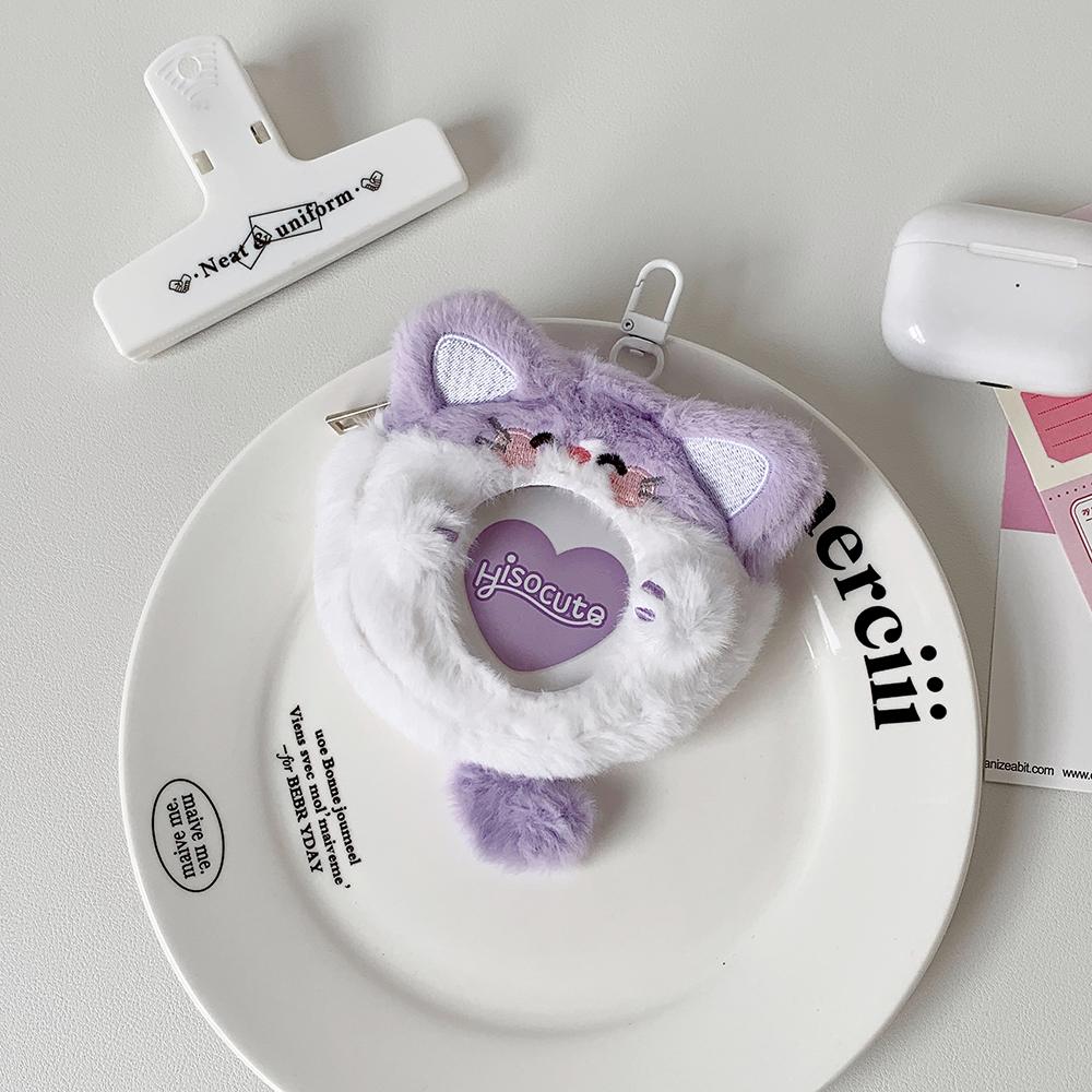 Kawaii Animal Badge Holder Plush Mini Badge Storge Bag Cute Animal Bluetooth Headset Airpods Buds Bag Mini Lipstick Packet